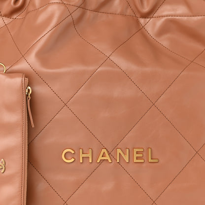 Chanel Shiny Calfskin Quilted Chanel 22 Camel 9 of 12