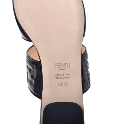 Fendi Nappa FF Embossed Flat Mules 36.5 Black 6 of 8