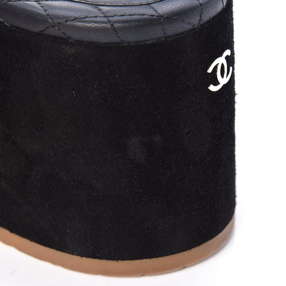 Chanel Suede Platform Wedge Sandals 40 Black 13 of 15