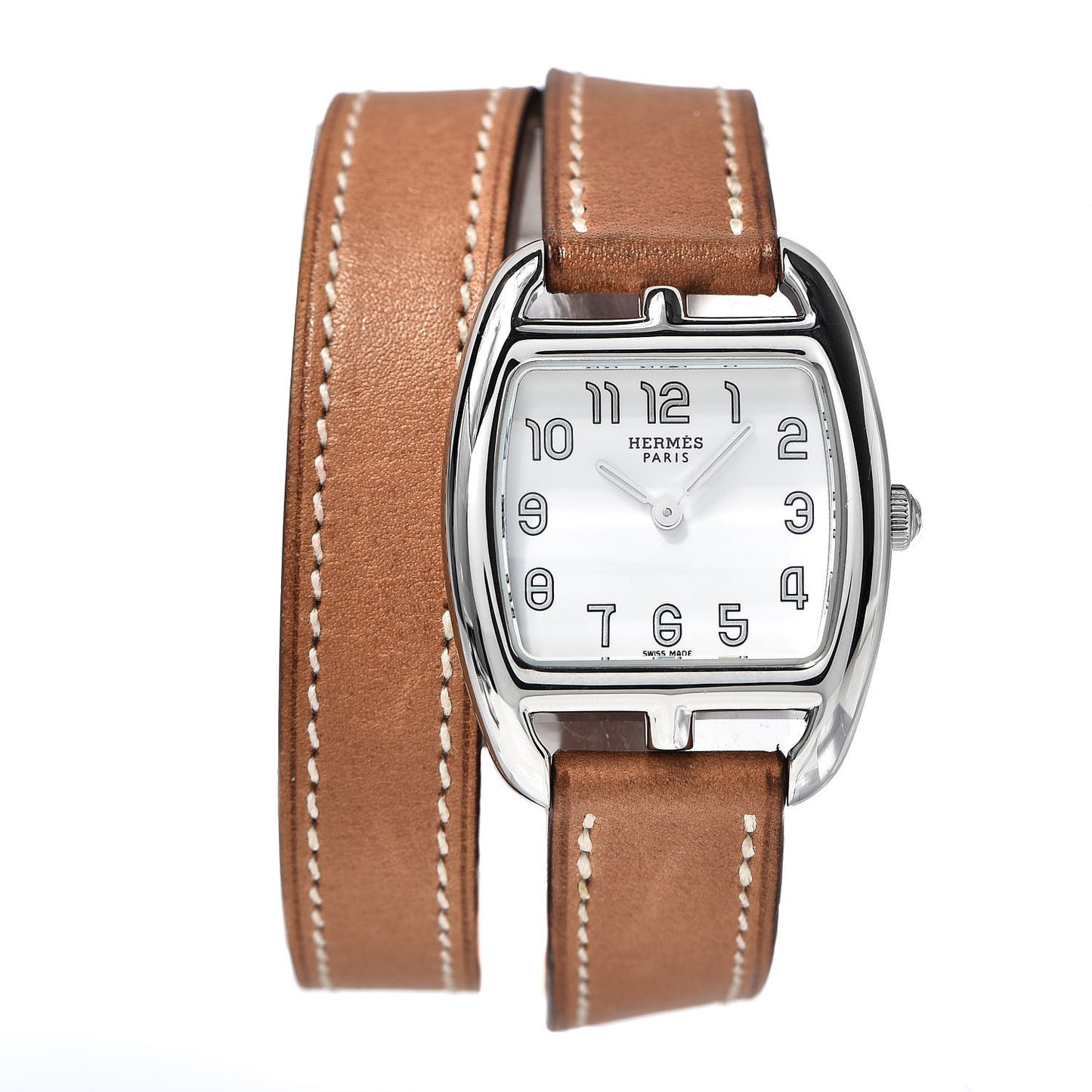 Stainless Steel Barenia 26mm Cape Cod Tonneau Double Tour Quartz Watch Fauve