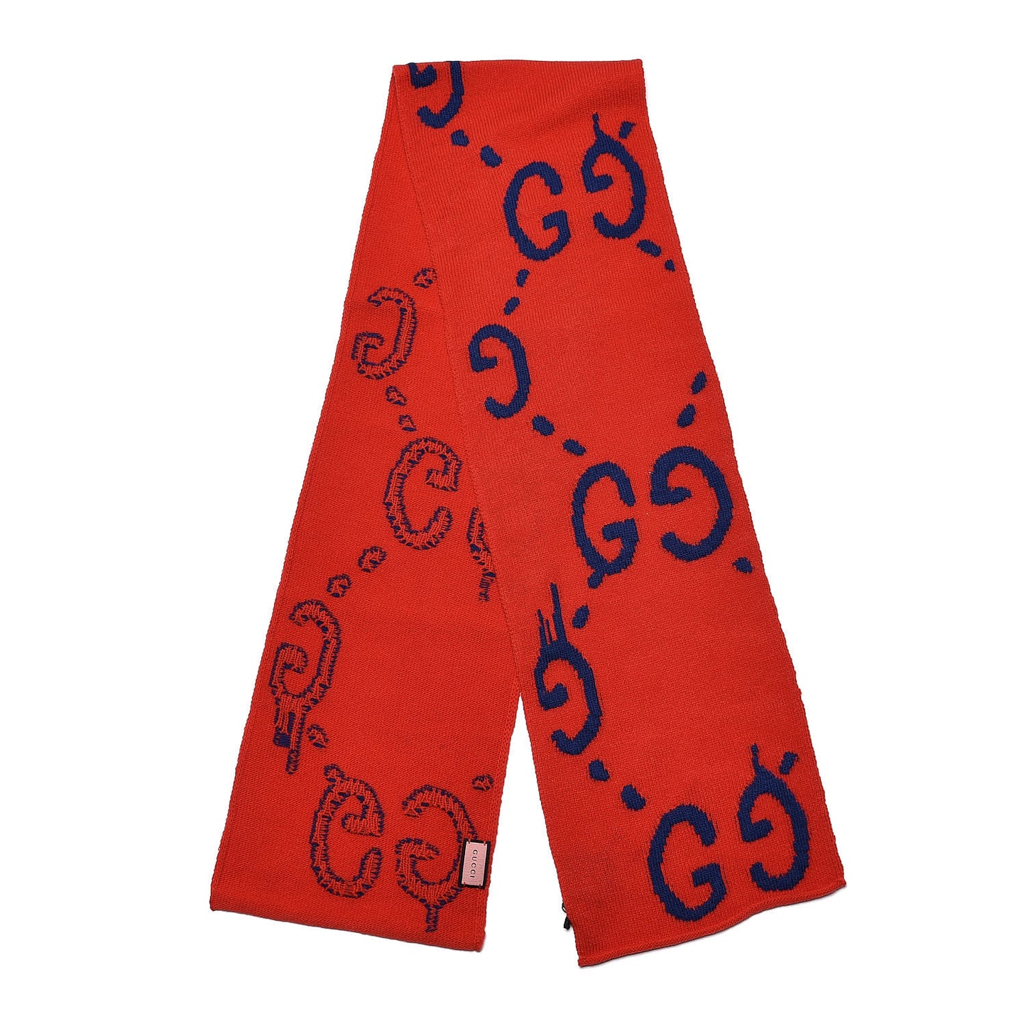 Wool Tricot GG Writers Scarf Flame Blue