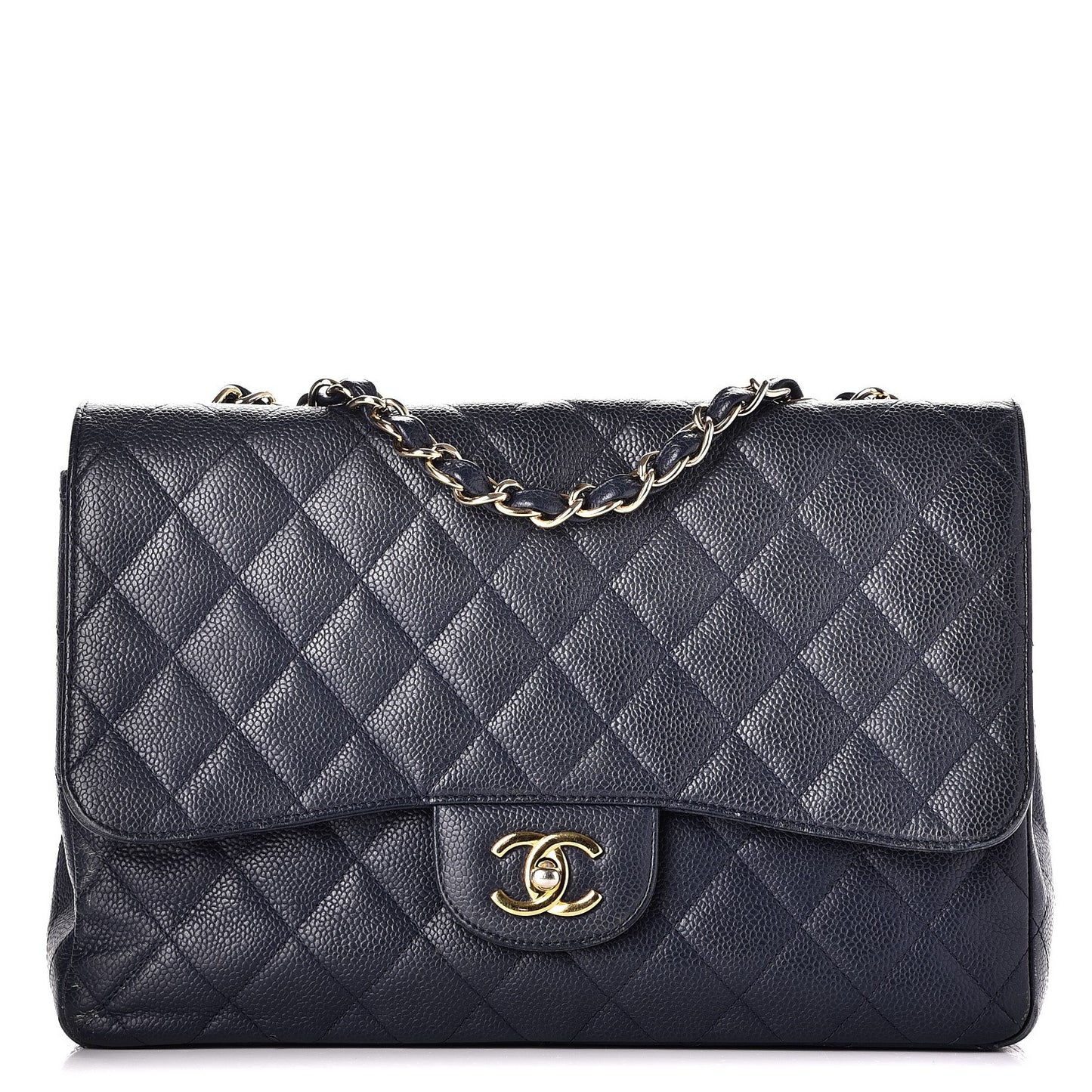Caviar Jumbo Single Flap Blue
