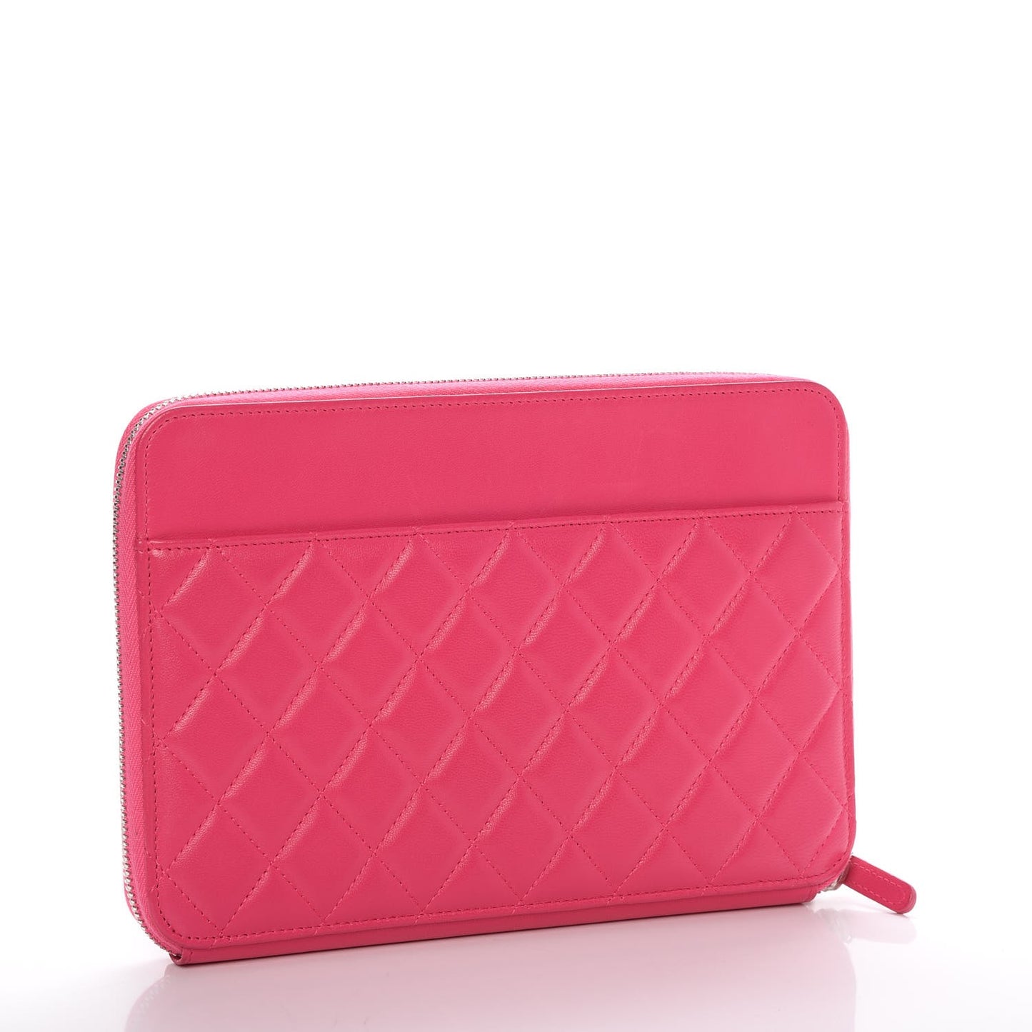 Lambskin Quilted Travel Case Pink