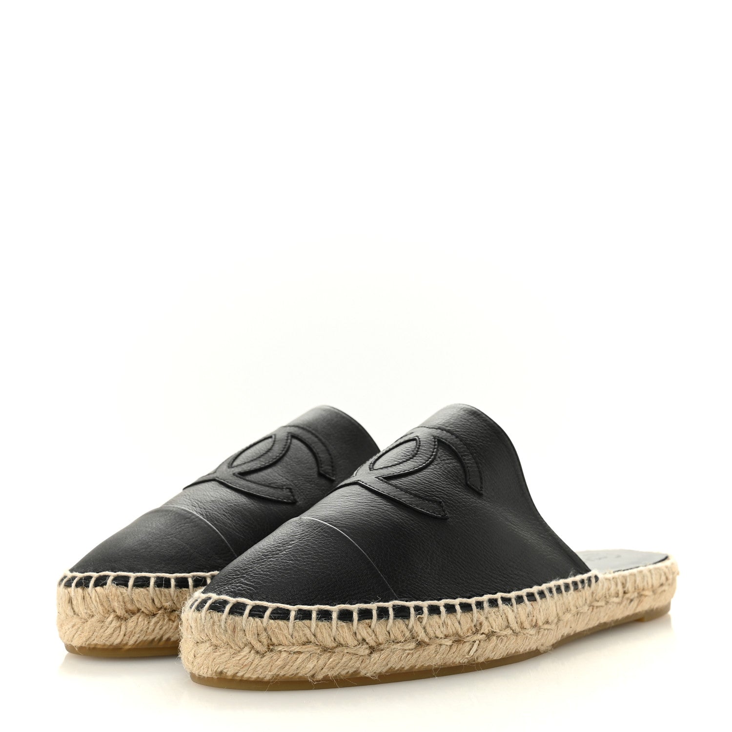Chanel Calfskin CC Espadrille Mules 41 Black 4 of 10