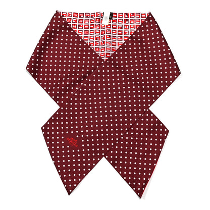 Hermes Silk Lettres Et Pois Maxi Twilly Cut Bordeaux Rouge Rose 1 of 3