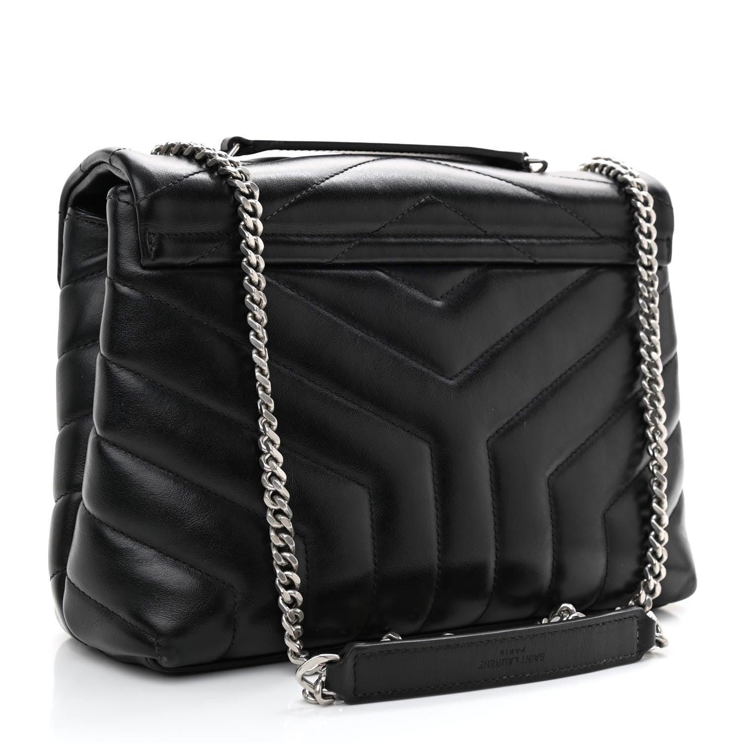 Saint Laurent Calfskin Y Quilted Monogram Small Loulou Chain Satchel Black 3 of 11