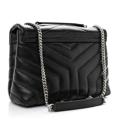 Saint Laurent Calfskin Y Quilted Monogram Small Loulou Chain Satchel Black 3 of 11