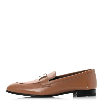 Hermes Goatskin Womens Paris Loafers  37.5 Gold 1 of 14