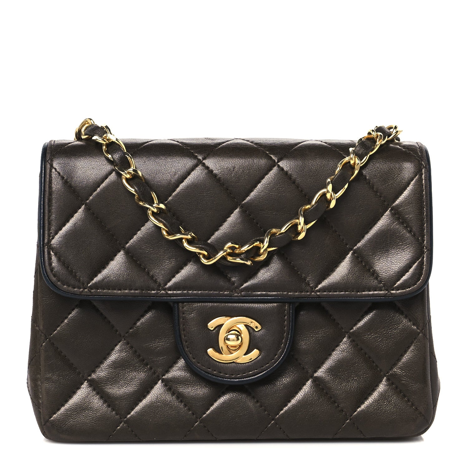 Chanel Lambskin Quilted Mini Square Flap Bag Dark Brown 1 of 12
