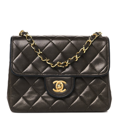 Chanel Lambskin Quilted Mini Square Flap Bag Dark Brown 1 of 12
