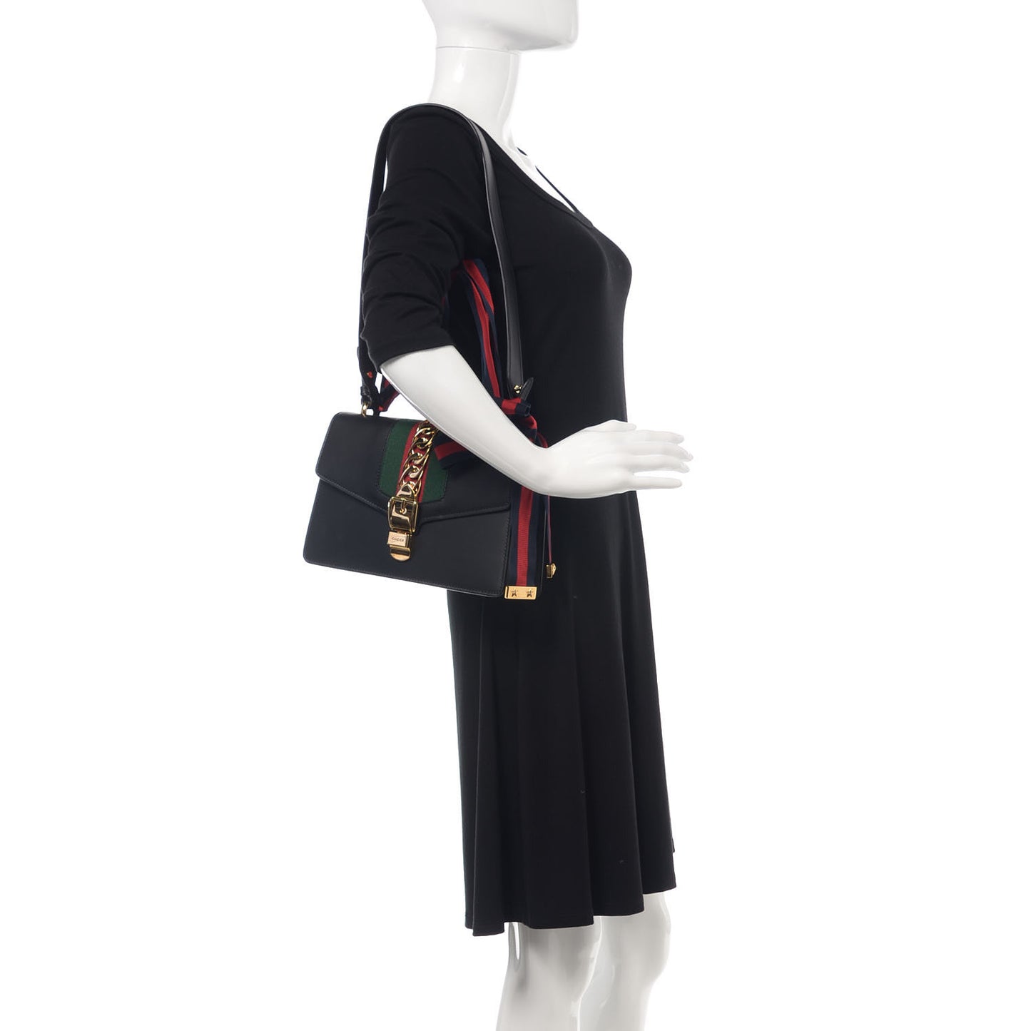 Calfskin Small Sylvie Shoulder Bag Black
