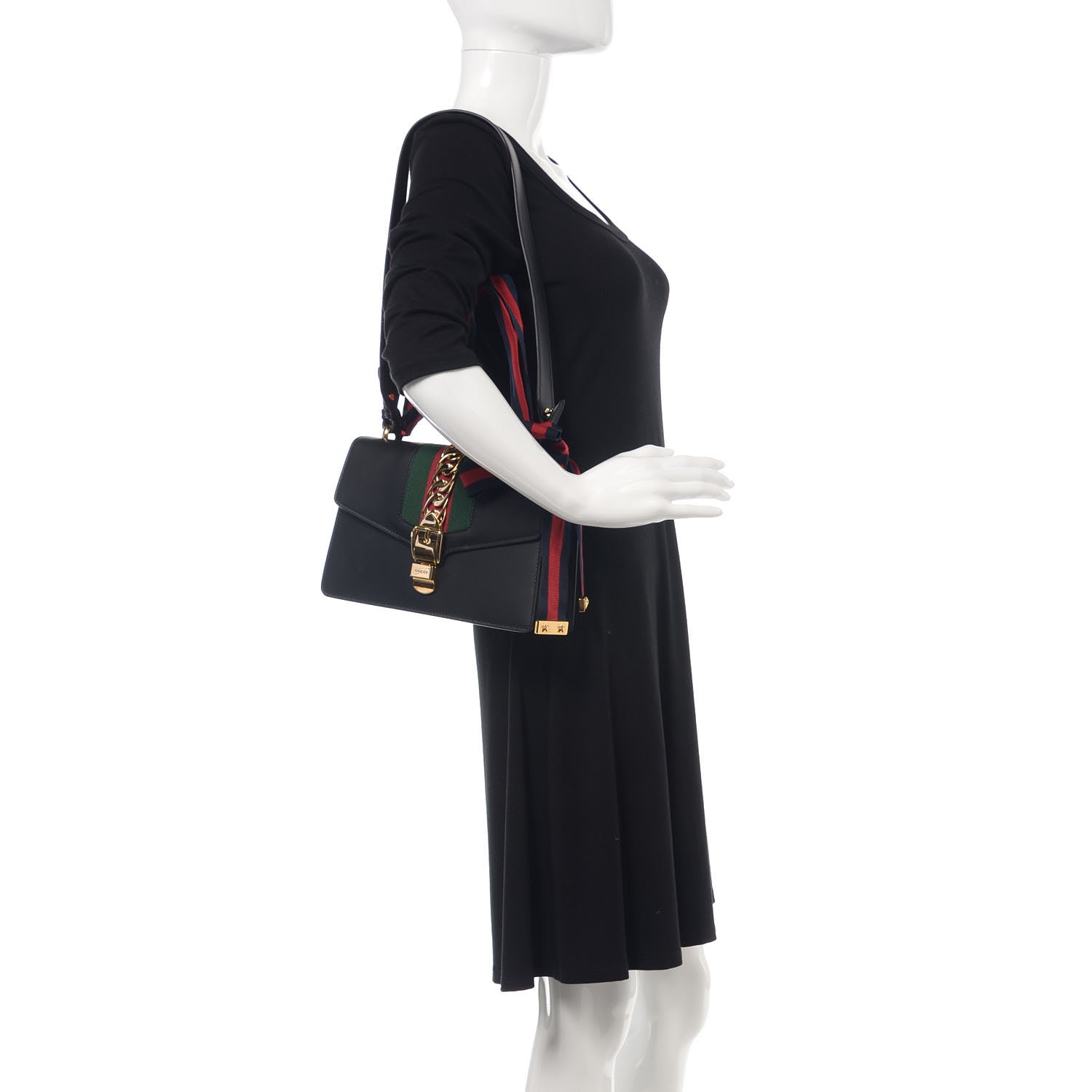 Gucci Calfskin Small Sylvie Shoulder Bag Black 3 of 11