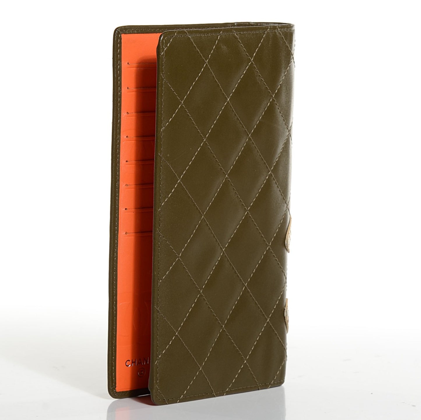 Calfskin Python Quilted Cambon Yen Wallet Khaki