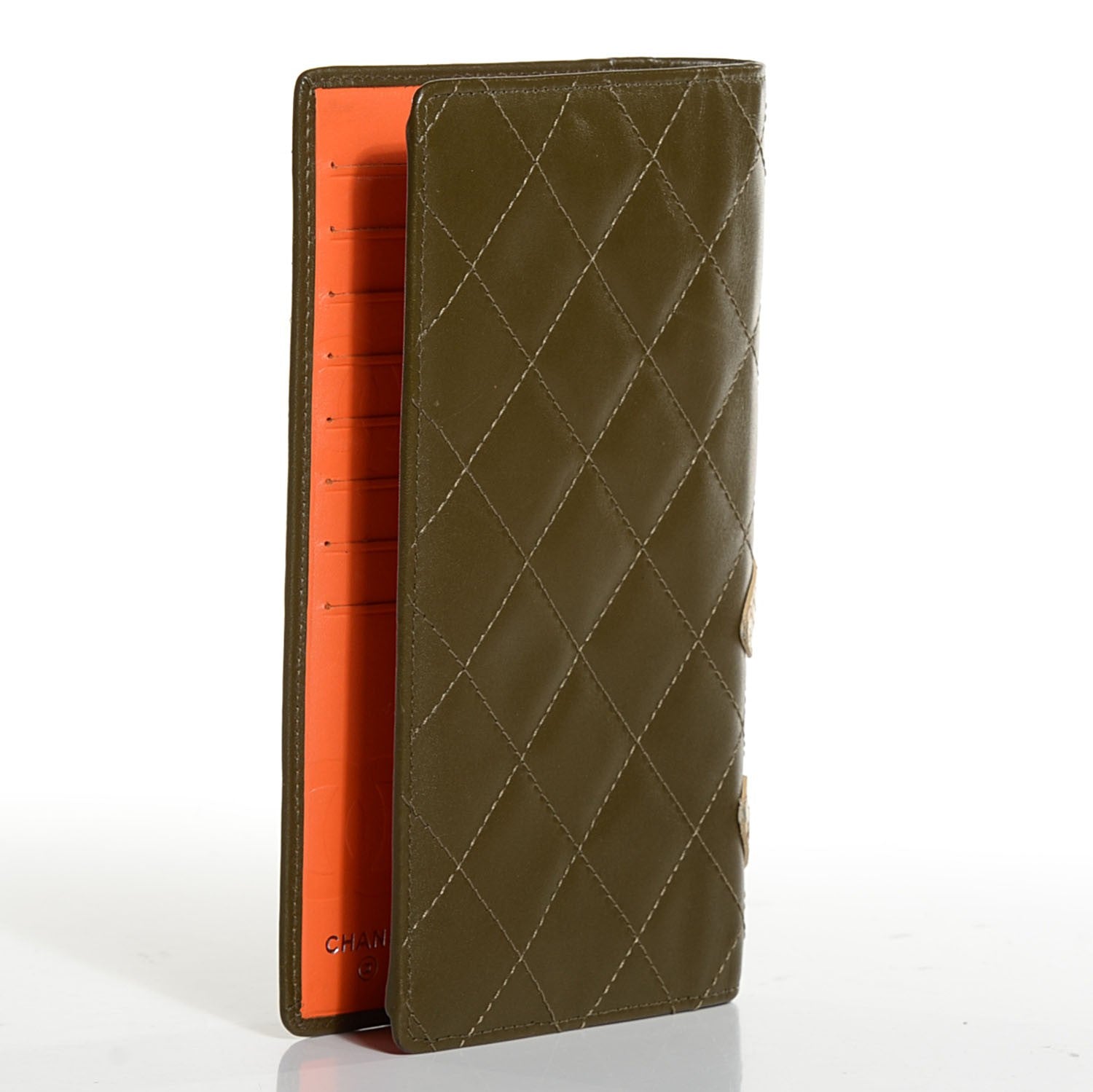 Chanel Calfskin Python Quilted Cambon Yen Wallet Khaki 3 of 8