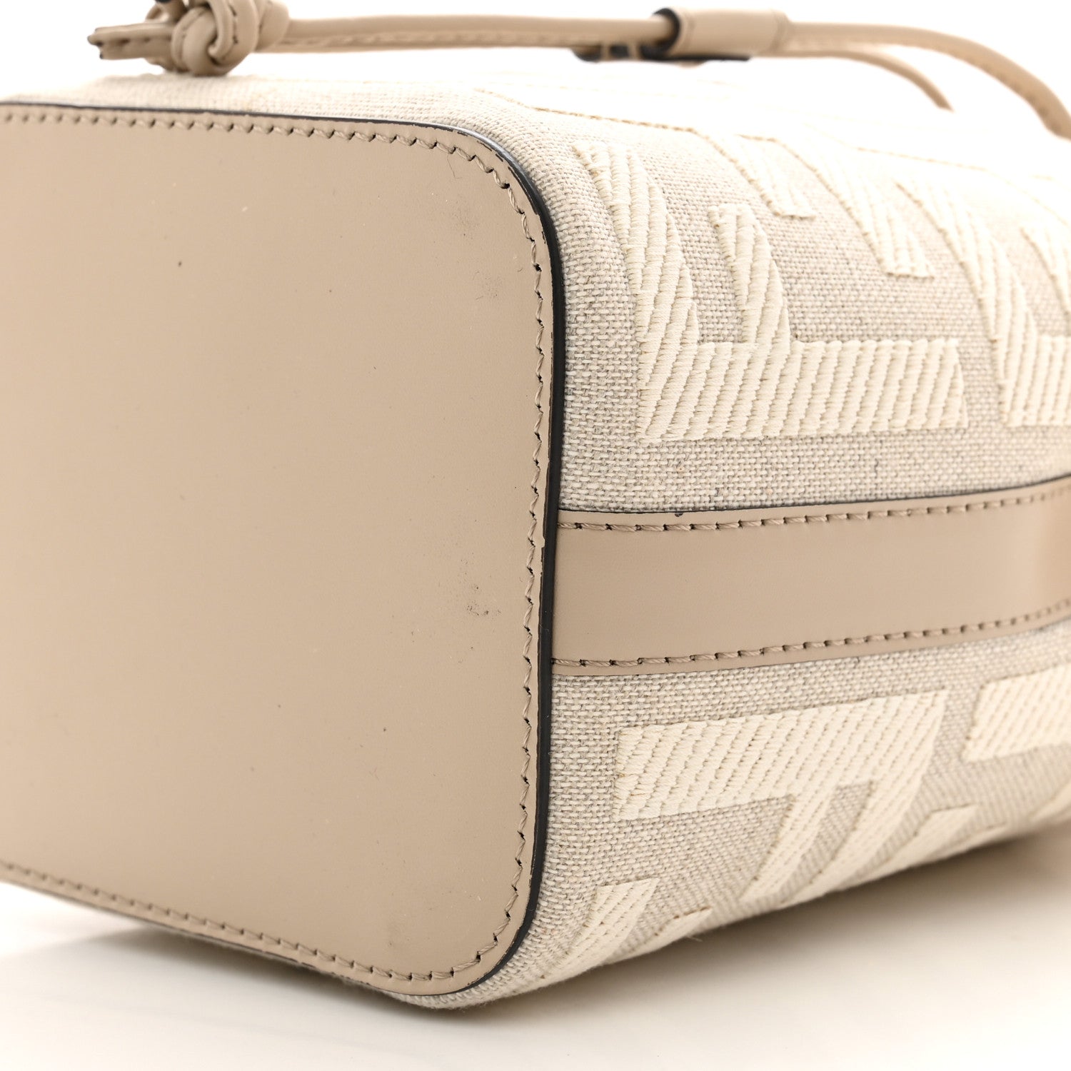 Fendi Canvas Nappa F is Fendi FF Embroidered Mini Mon Tresor Bucket Bag Grezzo White Nuvola 9 of 9