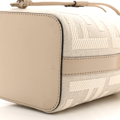 Fendi Canvas Nappa F is Fendi FF Embroidered Mini Mon Tresor Bucket Bag Grezzo White Nuvola 9 of 9