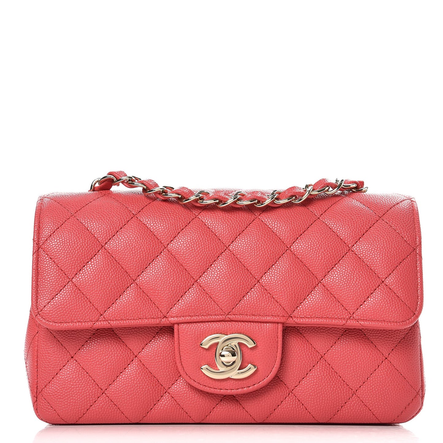 Caviar Quilted Mini Rectangular Flap Dark Pink