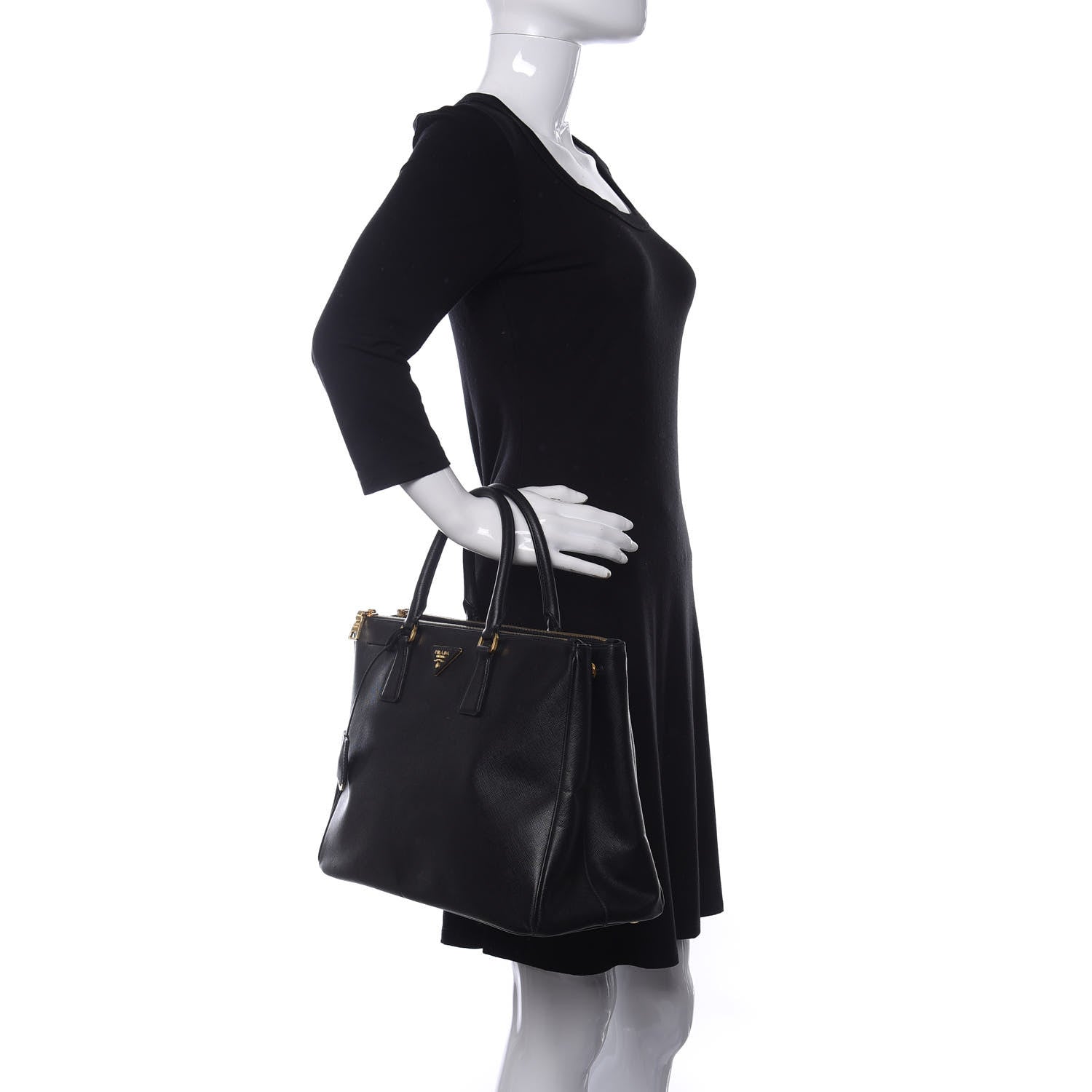 Prada Saffiano Lux Extra Large Galleria Double Zip Tote Black 2 of 10
