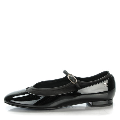 Chanel Patent Calfskin Mary Jane Ballerina Flats 40 Black 1 of 9