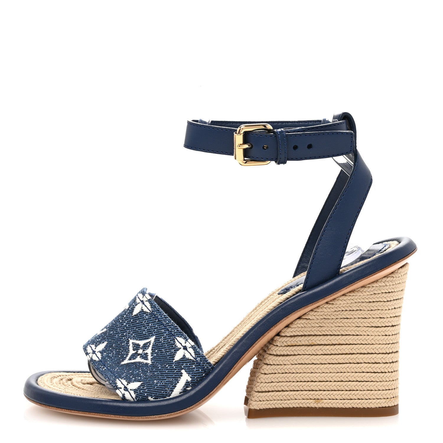 Louis Vuitton Monogram Denim Maia Wedge Sandal 37 1 of 9