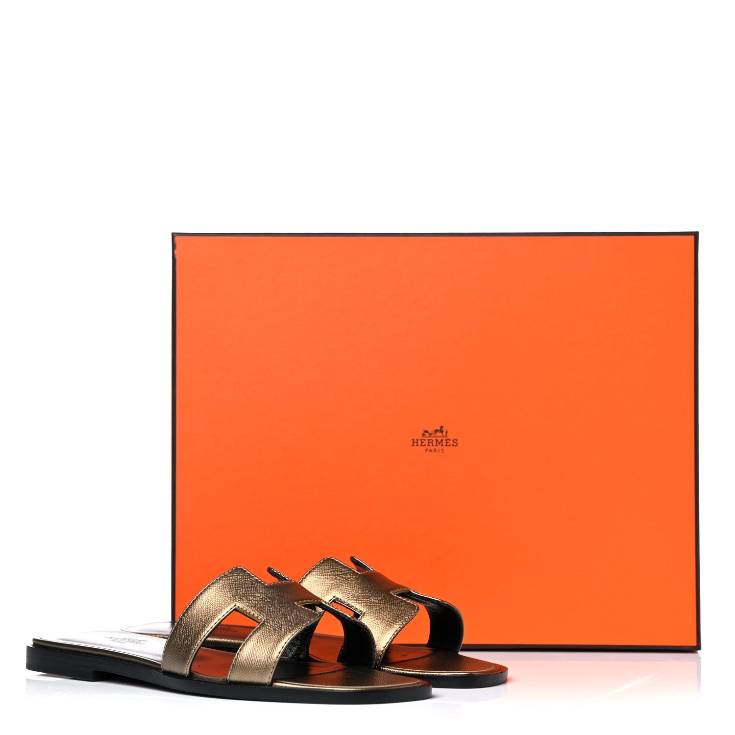 Hermes Metallic Epsom Oran Sandals 36 Vert Bronze 10 of 10