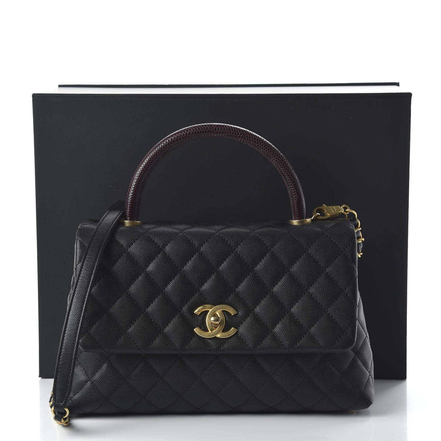Chanel Caviar Lizard Quilted Small Coco Handle Flap Black 11 of 11