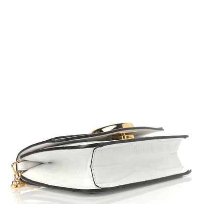 Chloe Calfskin Crocodile Embossed C Clutch With Chain White 4 of 13