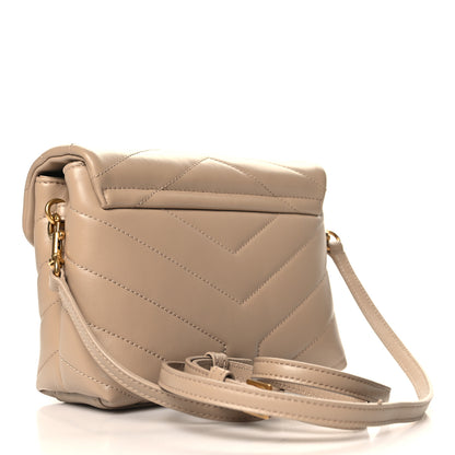 Saint Laurent Calfskin Y Quilted Monogram Toy Loulou Crossbody Bag Taupe 3 of 10