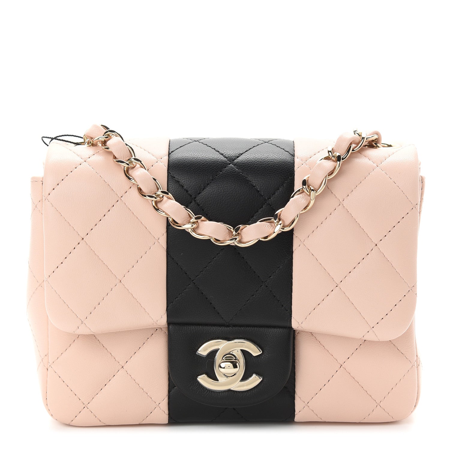 Chanel Lambskin Quilted Mini Square Flap Light Beige Black 1 of 9