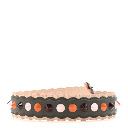 Fendi Vitello Dolce Nappa Hypnoteyes Bi-Color Scalloped Spike Studded Strap You Carbone Plaster White Multicolor 2 of 5