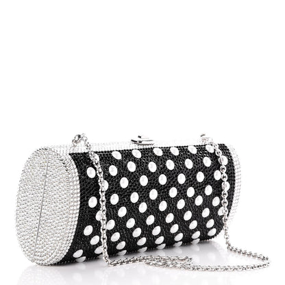 Judith Leiber Crystal Pearl Minaudiere Clutch Silver Black 4 of 7