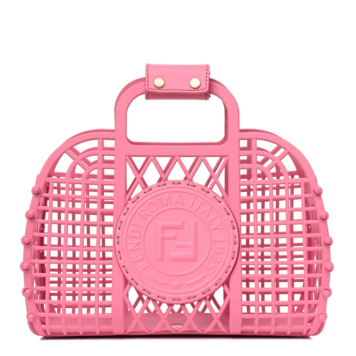 Recycled Plastic Vitello Liberty Matte Small Fendi Basket Rosa