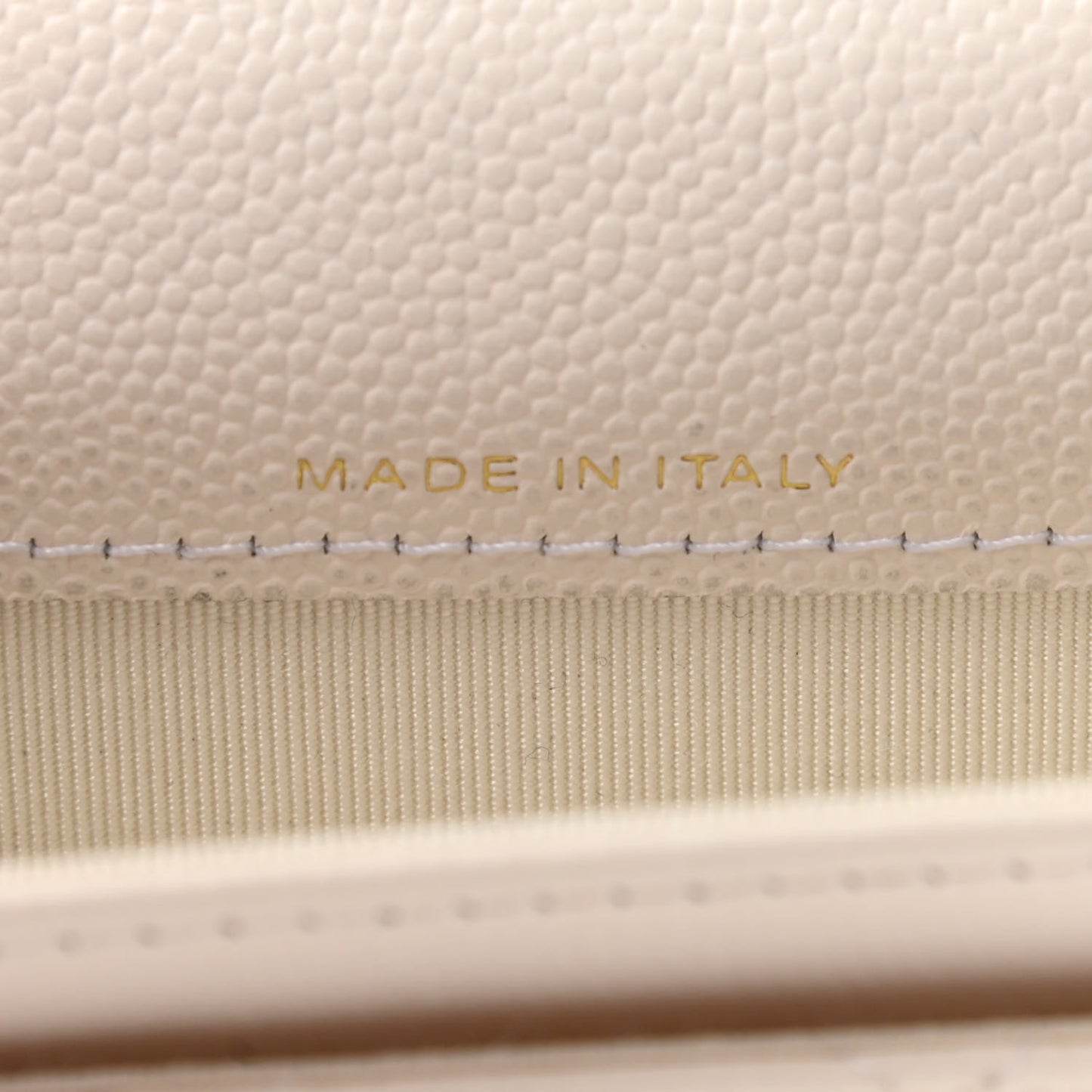 Caviar Quilted Flap Card Holder Wallet White