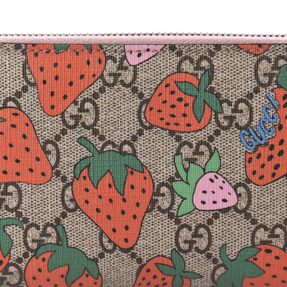 Gucci GG Supreme Monogram Strawberry Zip Around Wallet Light Pink 9 of 10