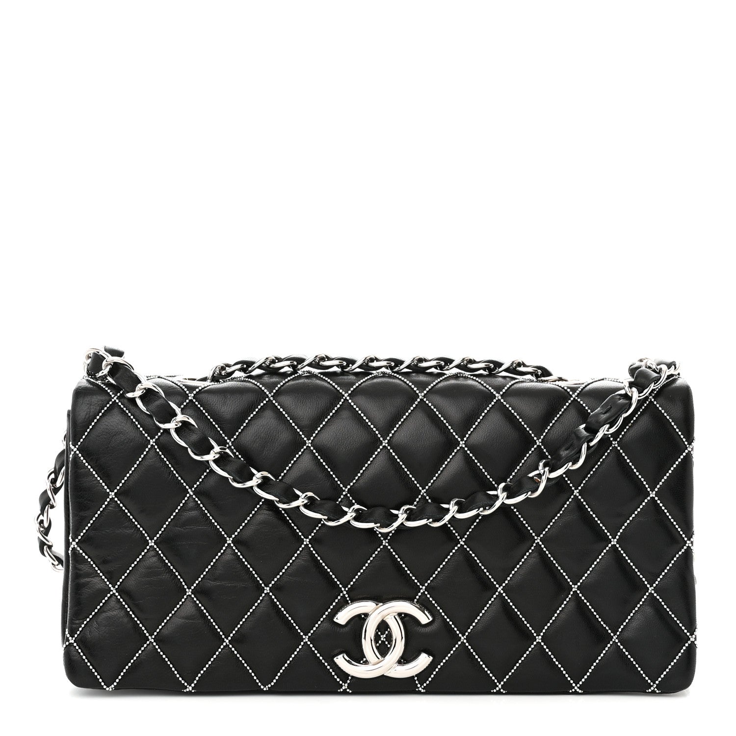 Chanel Lambskin Studded Medium Metal Beauty Flap Black 1 of 11