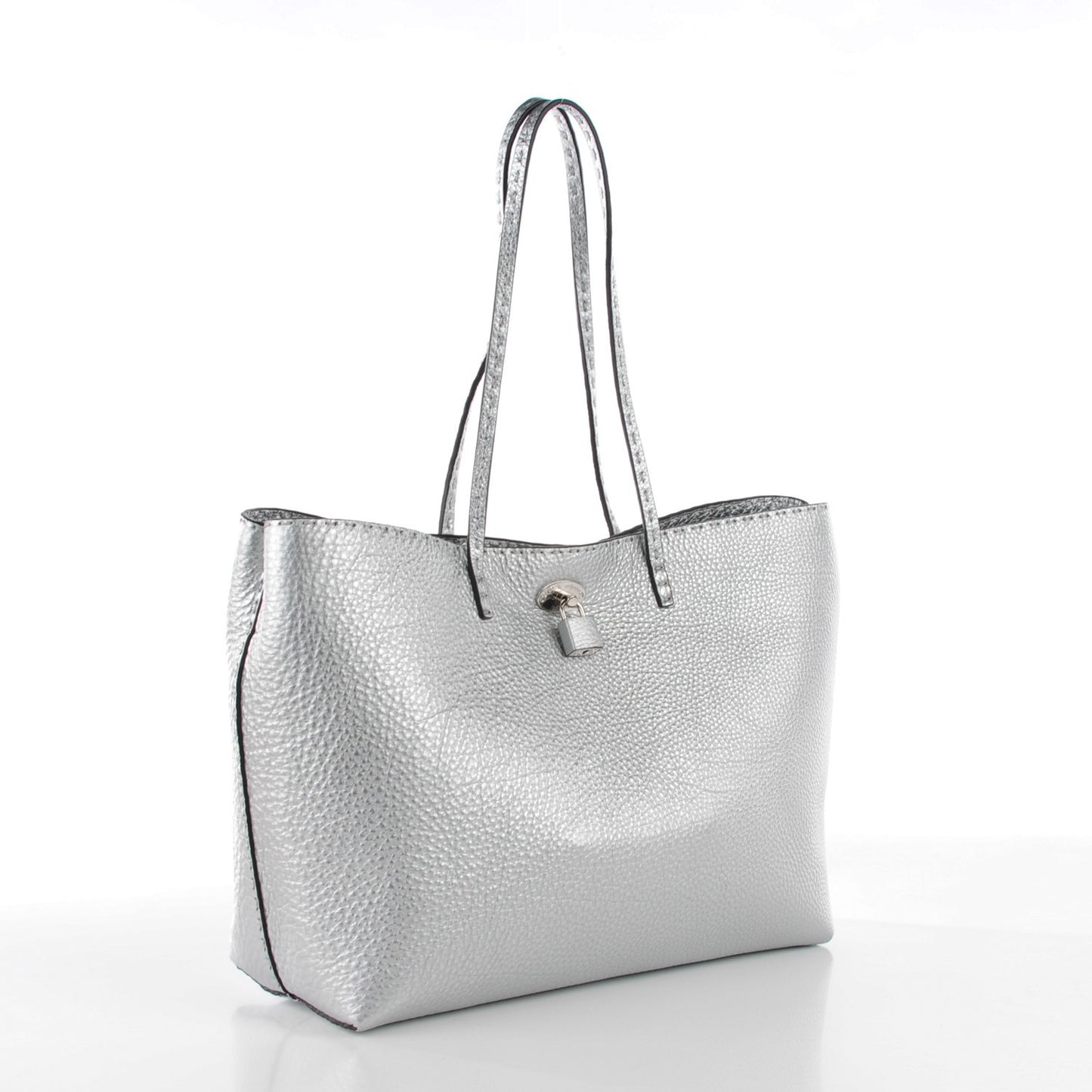 Cuoio Romano Lux Selleria Carla Shopping Tote Argento