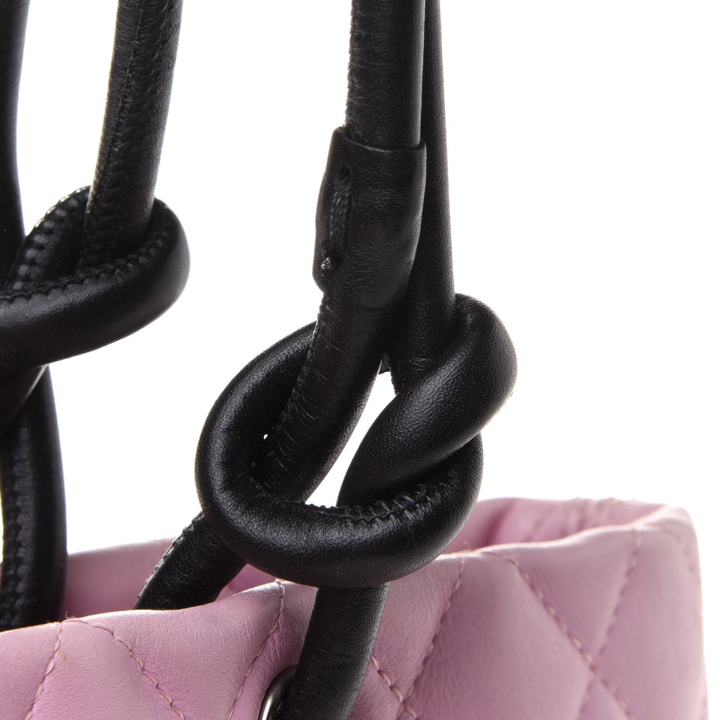 Calfskin Quilted Medium Cambon Tote Pink Black