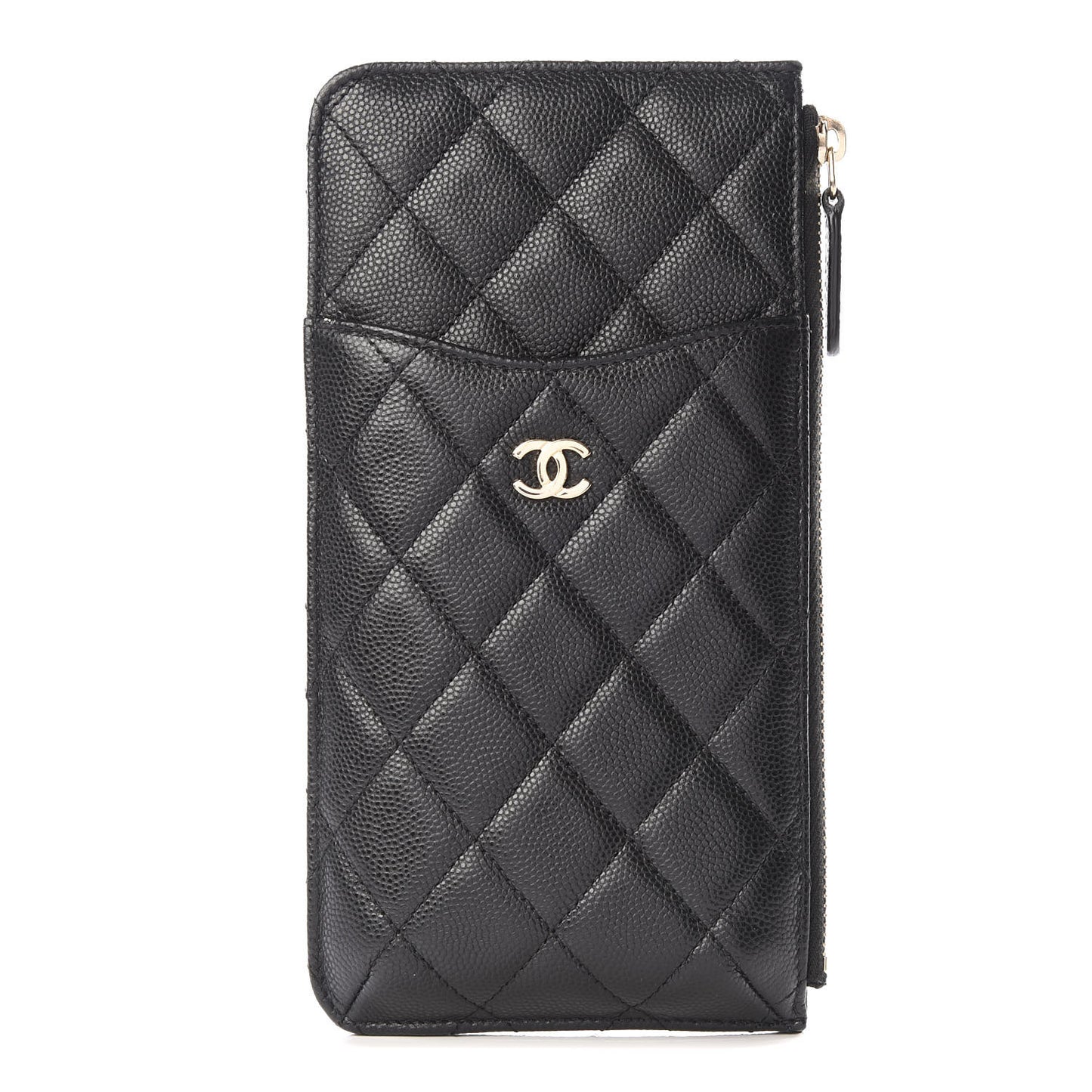 Caviar Quilted Classic Flat Wallet Pouch Black