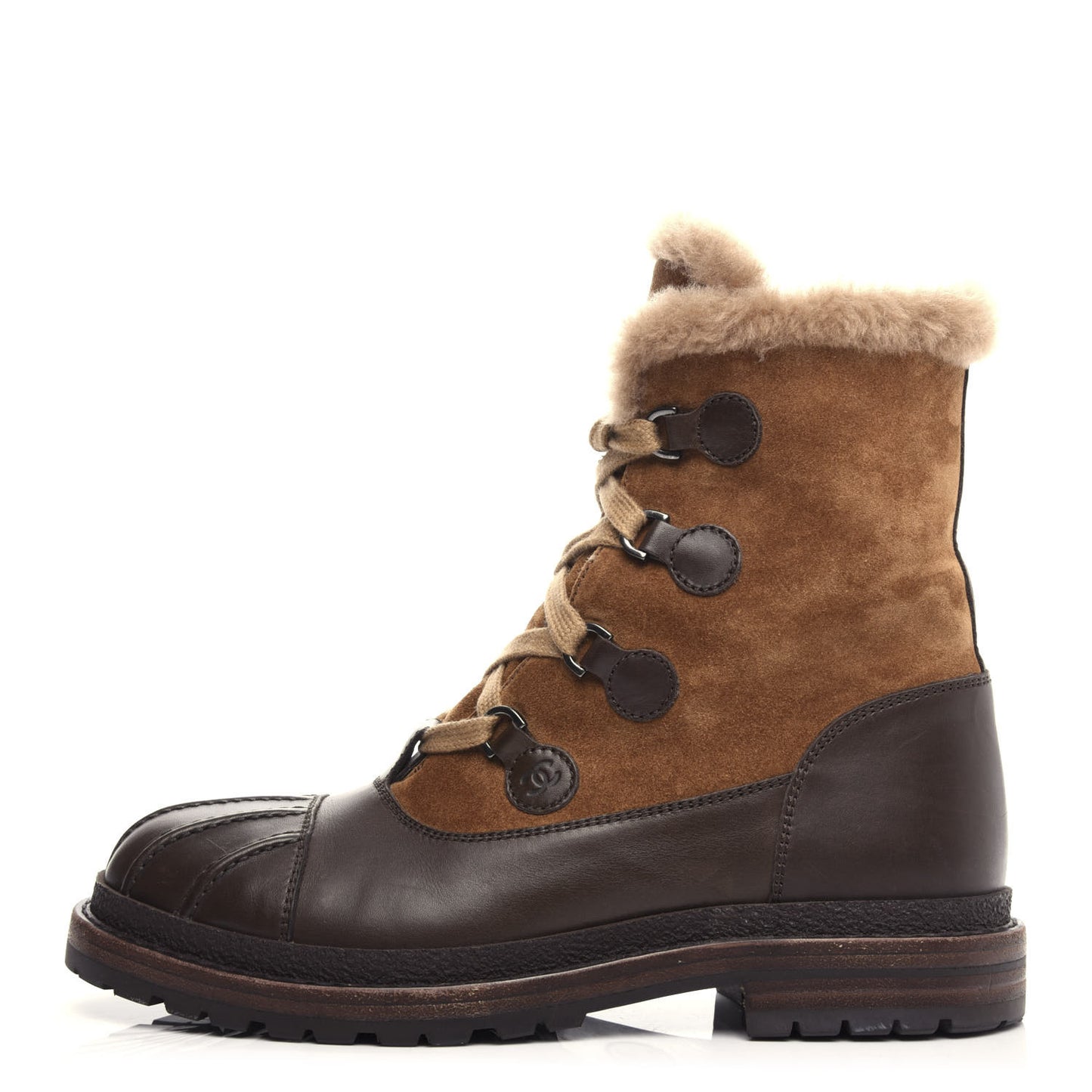 Suede Calfskin Lace Up Boots 40.5 Light Brown
