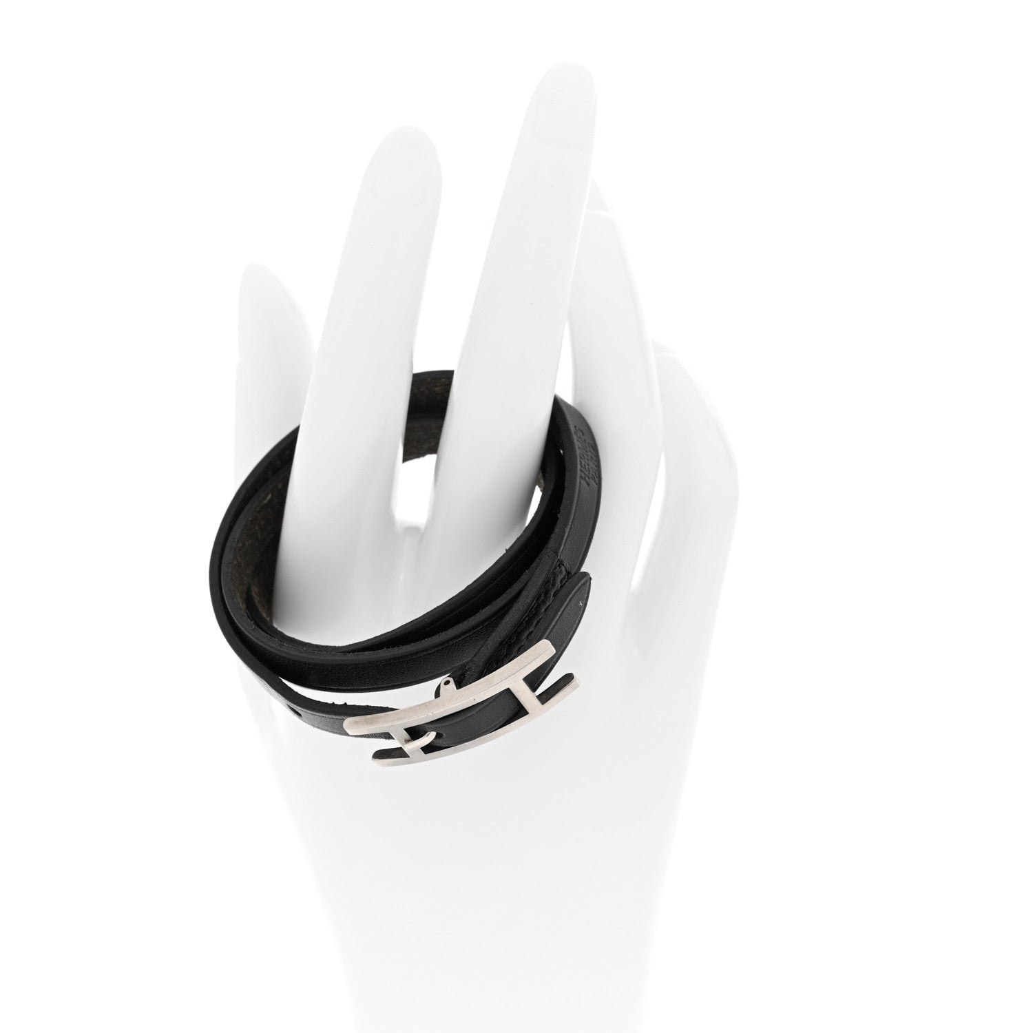 Hermes Chamonix Hapi 3MM Triple Tour Wrap Bracelet Black 2 of 5