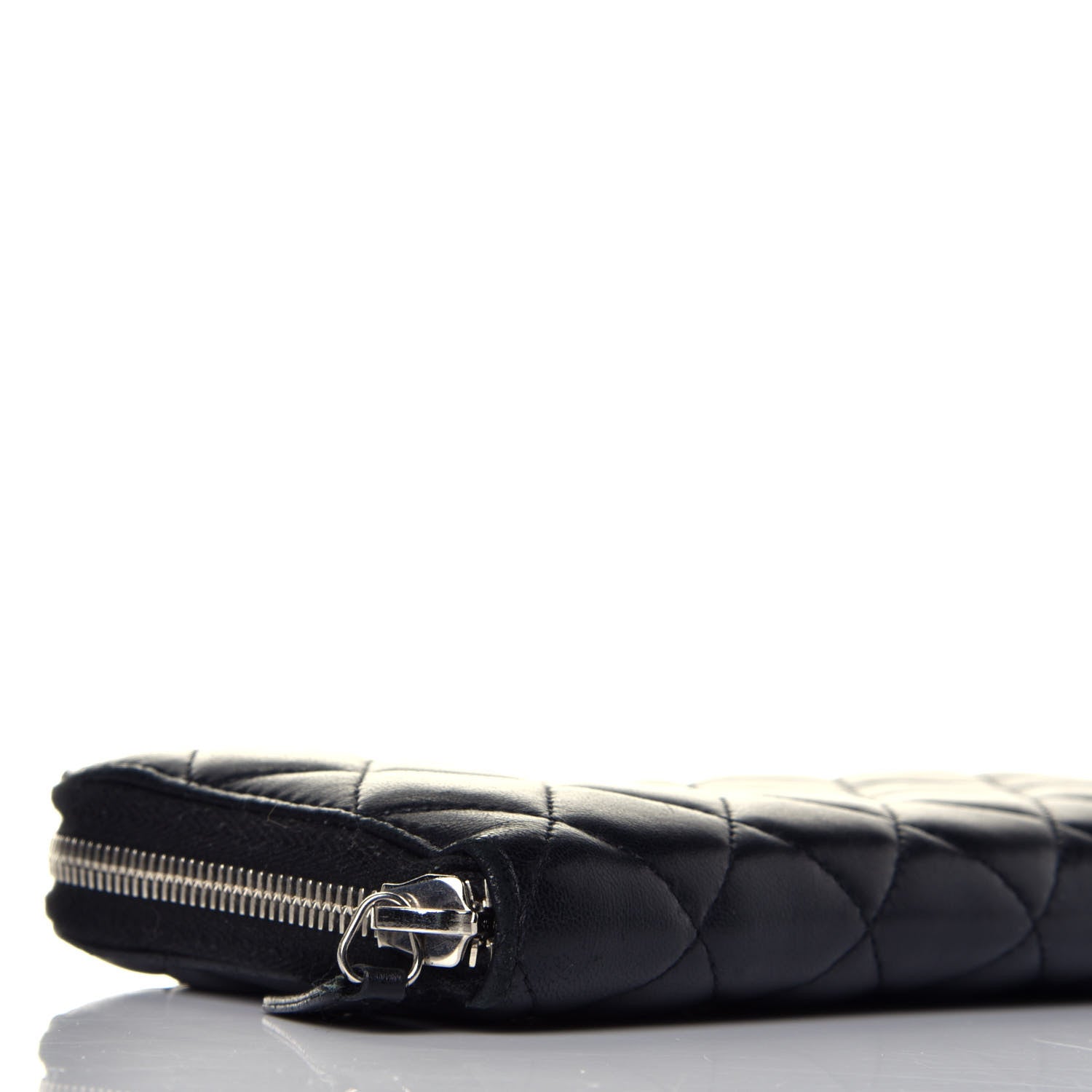 Chanel Lambskin Quilted Large Gusset Zip Around Wallet Black 7 of 8