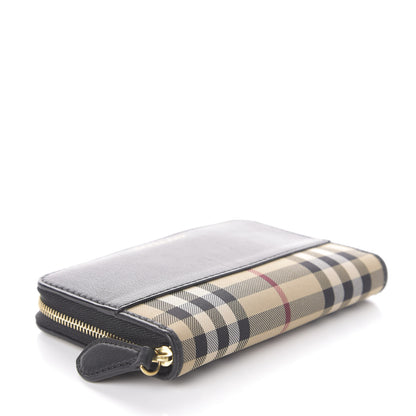 Burberry Calfskin Horseferry Check Medium Marston Zip Around Wallet Black 4 of 6