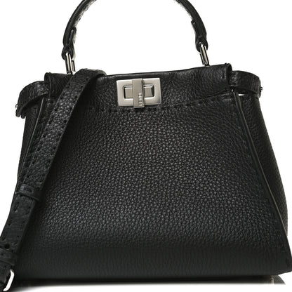 Fendi Cuoio Romano Selleria Bi-Color Mini Peekaboo Iconic Satchel Black Mou 9 of 14