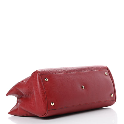 Gucci Pebbled Calfskin Medium Bamboo Shopper Tote Red 4 of 15