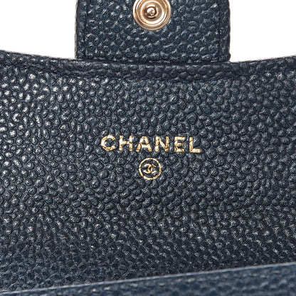 Chanel Metallic Caviar Quilted Flap Card Holder Dark Blue 6 of 12