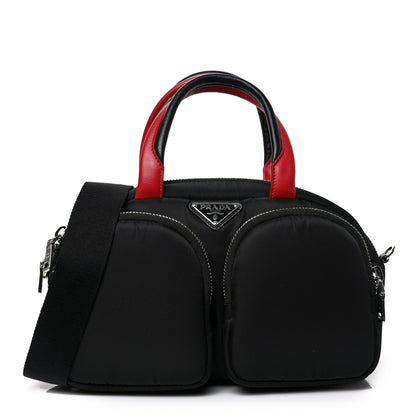 Prada Tessuto Nylon Pocket Top Handle Cargo Shoulder Bag Black Fuoco 1 of 8