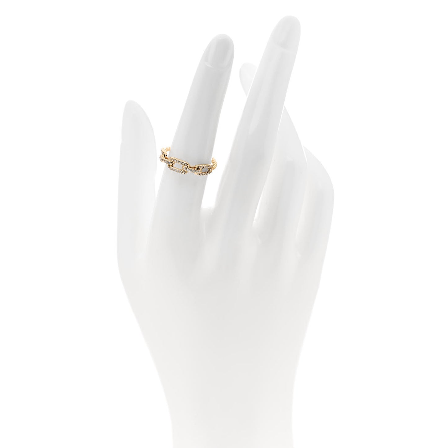 18K Yellow Gold Diamond 4.5mm Stax Single Row Chain Link Ring 53 6.25