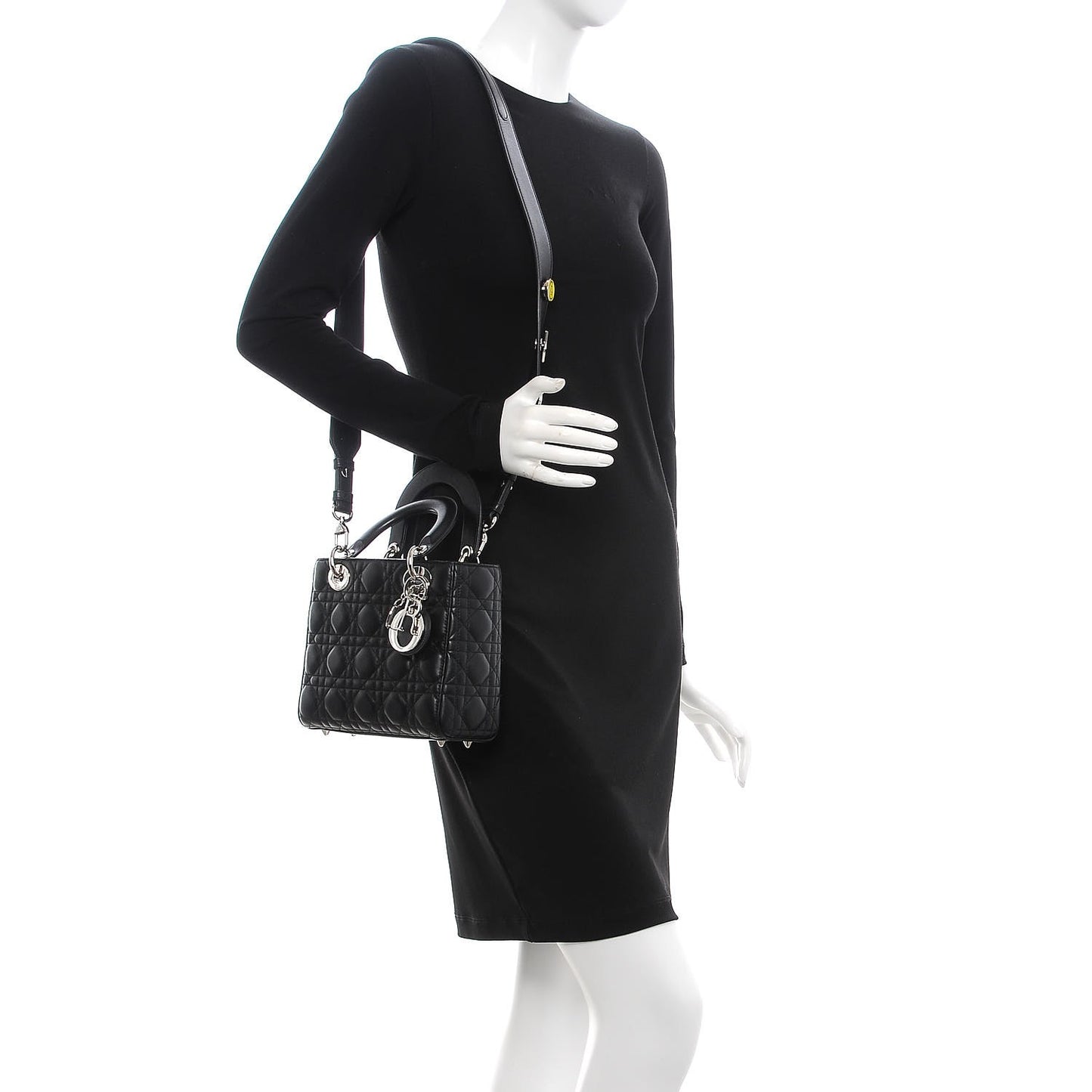 Lambskin Cannage Small Lucky Badges My Lady Dior Black
