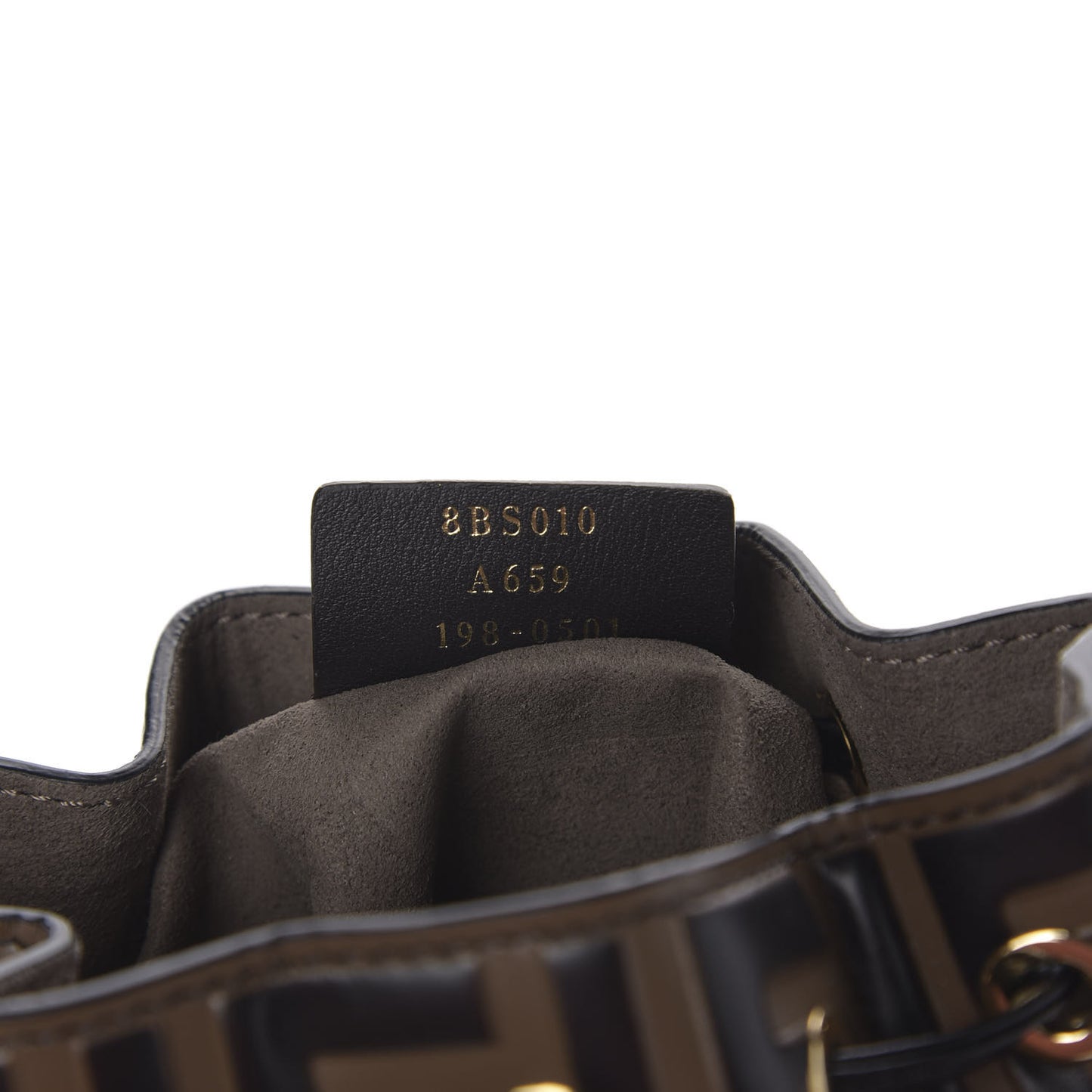 Vitello Liberty F is Fendi Bi-Color FF 1974 Embossed Mini Mon Tresor Bucket Bag Maya Black