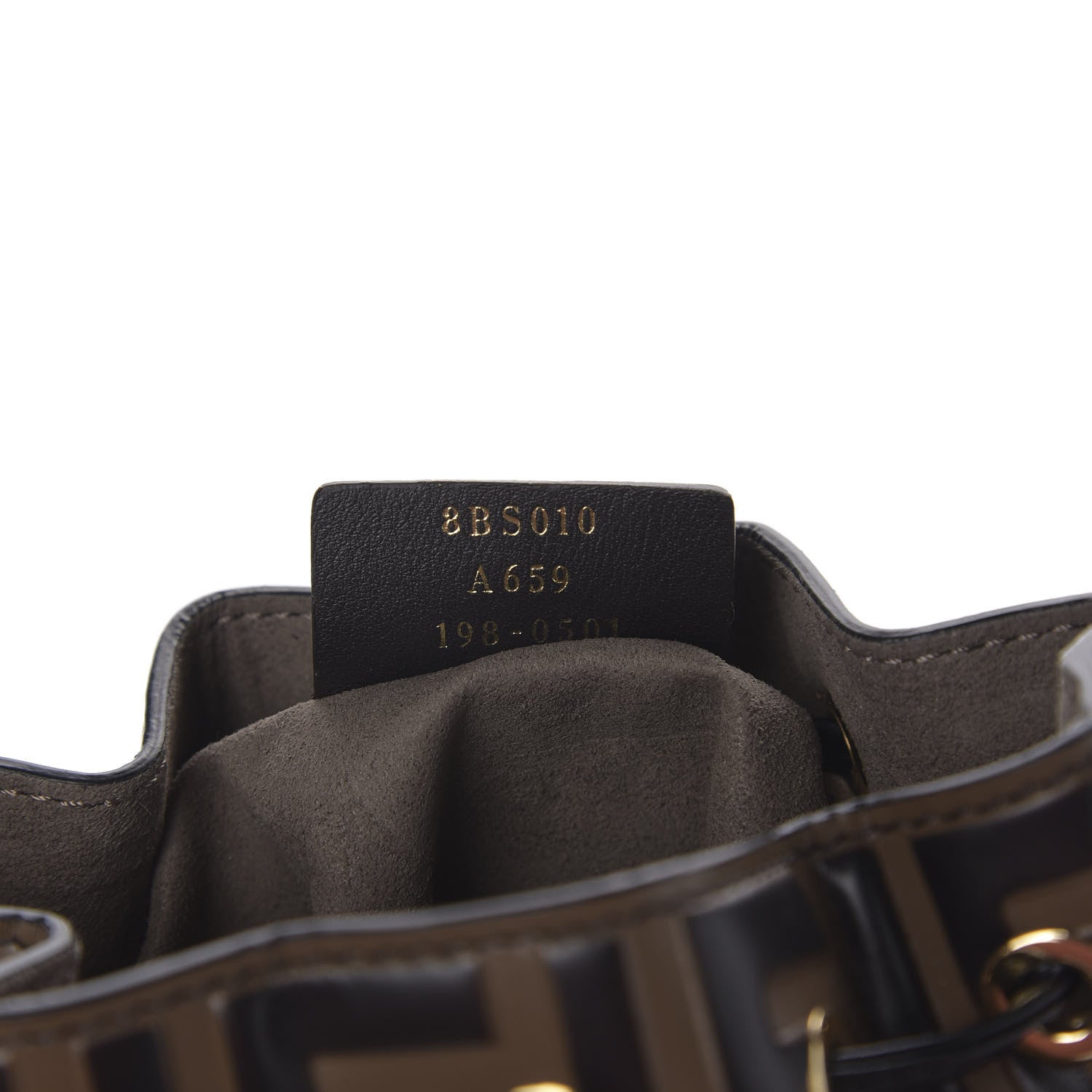Fendi Vitello Liberty F is Fendi Bi-Color FF 1974 Embossed Mini Mon Tresor Bucket Bag Maya Black 6 of 9